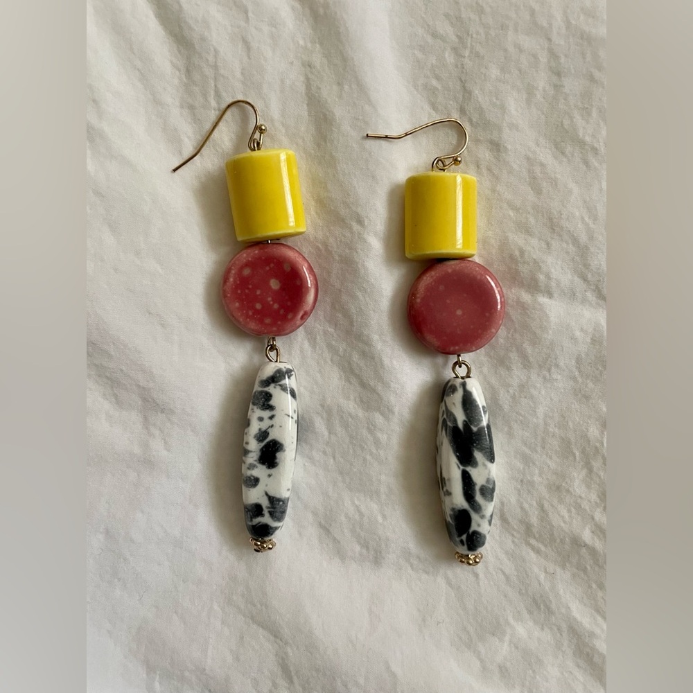 Anthropologie ceramic glazed bead dangle earrings